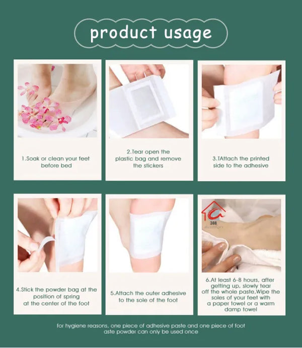 100% Herbal & Gentle Ingredient Detox Foot Pads Pack of 10